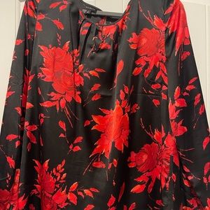 Talbots red and black slinky top